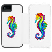 Rainbow Polygonal Seepferd Incipio iPhone Geldbeutel-Hülle (Folio Geöffnet)