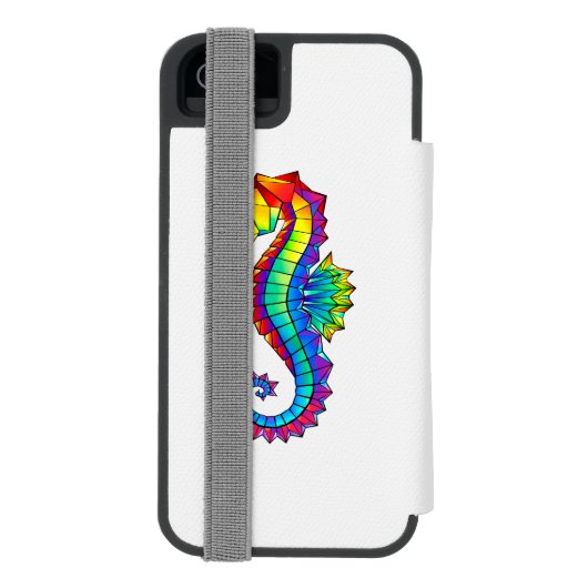 Rainbow Polygonal Seepferd Incipio iPhone Geldbeutel-Hülle (Folio Rückseite)