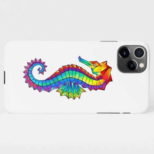 Rainbow Polygonal Seepferd iPhone Hülle (Rückseite (Horizontal))