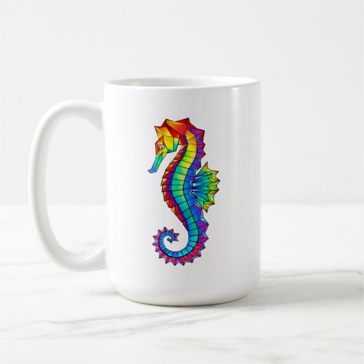 Rainbow Polygonal Seepferd Kaffeetasse (Links)
