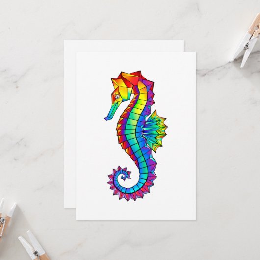 Rainbow Polygonal Seepferd Karte (Vorderseite/Rückseite Beispiel)