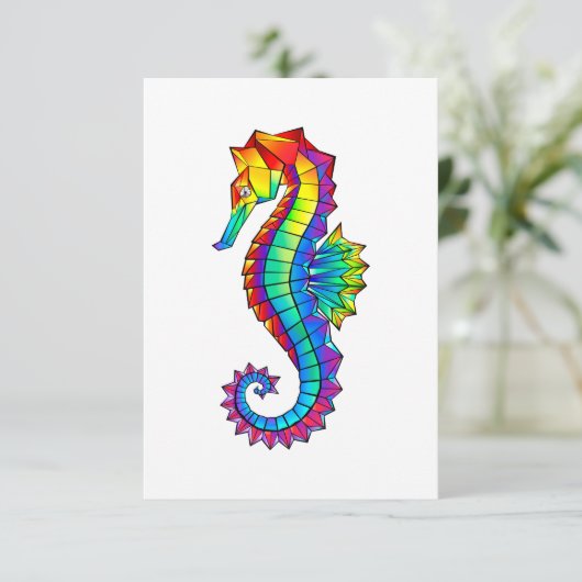 Rainbow Polygonal Seepferd Karte (Stehend Vorderseite)