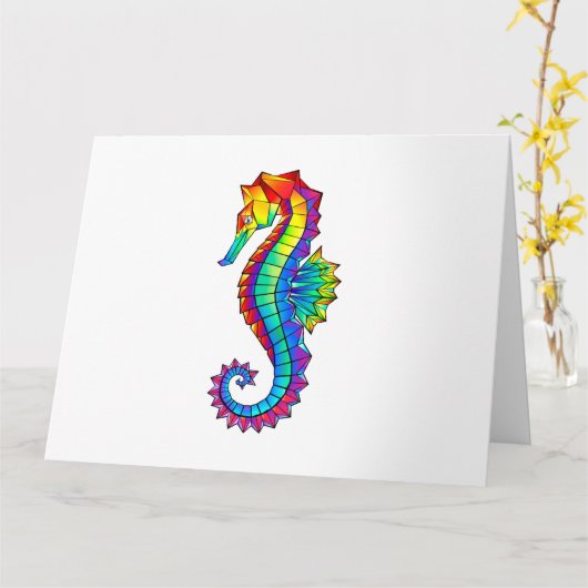 Rainbow Polygonal Seepferd Karte (Gelbe Blume)