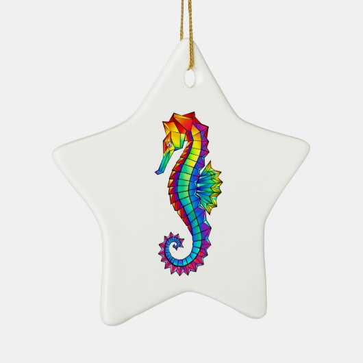 Rainbow Polygonal Seepferd Keramik Ornament (Rechts)