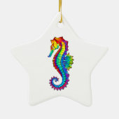 Rainbow Polygonal Seepferd Keramik Ornament (Hinten)