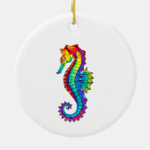 Rainbow Polygonal Seepferd Keramik Ornament (Hinten)
