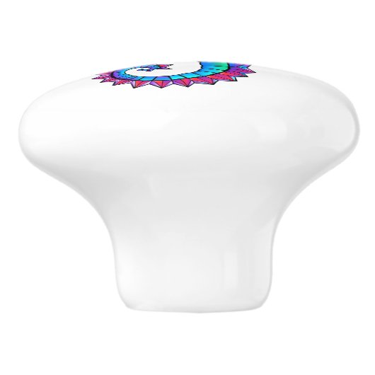 Rainbow Polygonal Seepferd Keramikknauf (Seitenansicht)