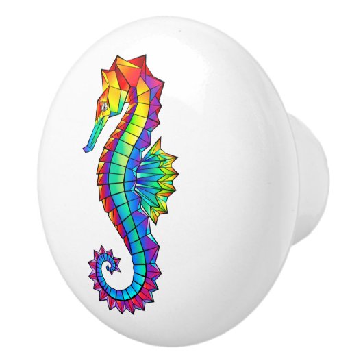 Rainbow Polygonal Seepferd Keramikknauf (Rechts)