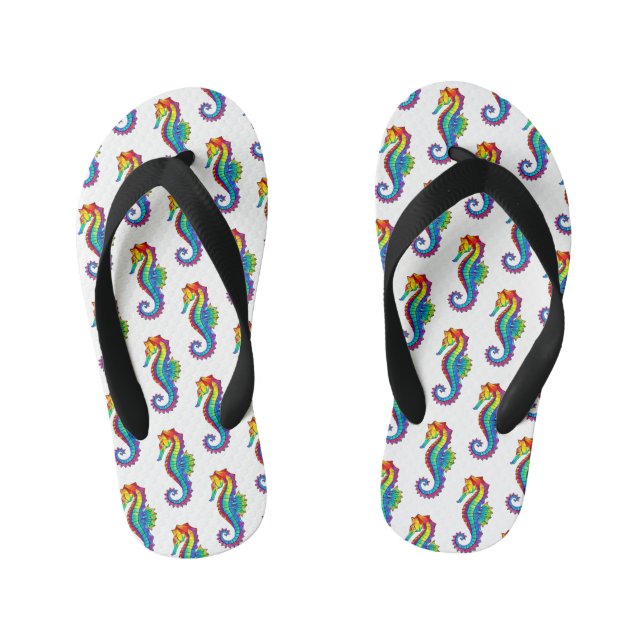 Rainbow Polygonal Seepferd Kinderbadesandalen (Fußbett)