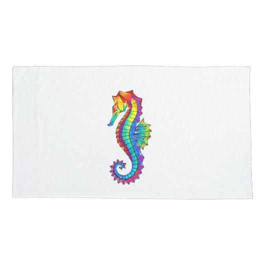 Rainbow Polygonal Seepferd Kissenbezug (Rückseite-Links)