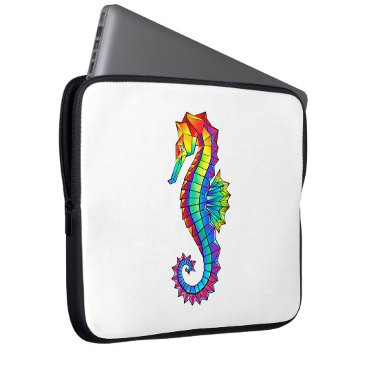 Rainbow Polygonal Seepferd Laptopschutzhülle (Vorne Rechts)