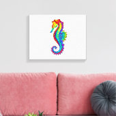 Rainbow Polygonal Seepferd Leinwanddruck (Insitu (Wohnzimmer))
