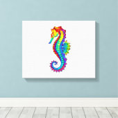 Rainbow Polygonal Seepferd Leinwanddruck (Insitu (Holzboden))