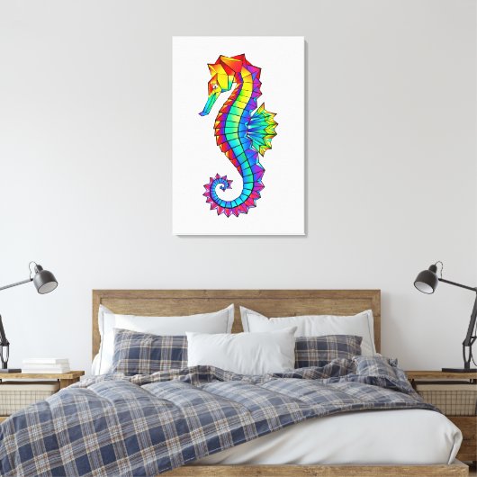 Rainbow Polygonal Seepferd Leinwanddruck (Insitu (Schlafzimmer))