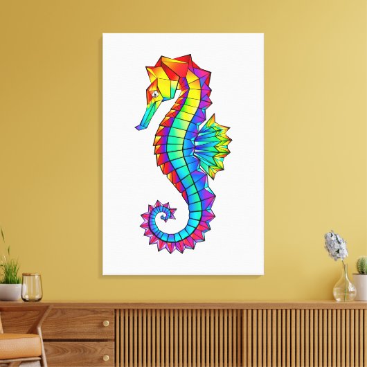 Rainbow Polygonal Seepferd Leinwanddruck (Insitu (Wohnzimmer))