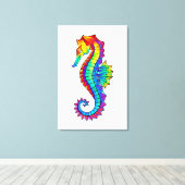 Rainbow Polygonal Seepferd Leinwanddruck (Insitu (Holzboden))