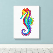 Rainbow Polygonal Seepferd Leinwanddruck (Insitu (Holzboden))