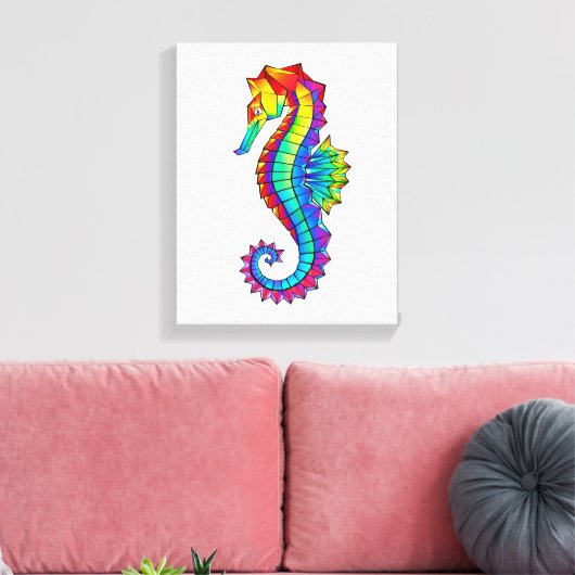 Rainbow Polygonal Seepferd Leinwanddruck (Insitu (Wohnzimmer))