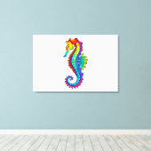 Rainbow Polygonal Seepferd Leinwanddruck (Insitu (Holzboden))