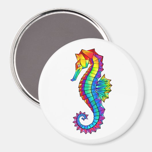 Rainbow Polygonal Seepferd Magnet (Vorderseite/Rückseite)