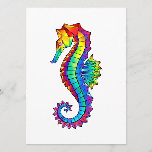 Rainbow Polygonal Seepferd Menükarte (Vorderseite)