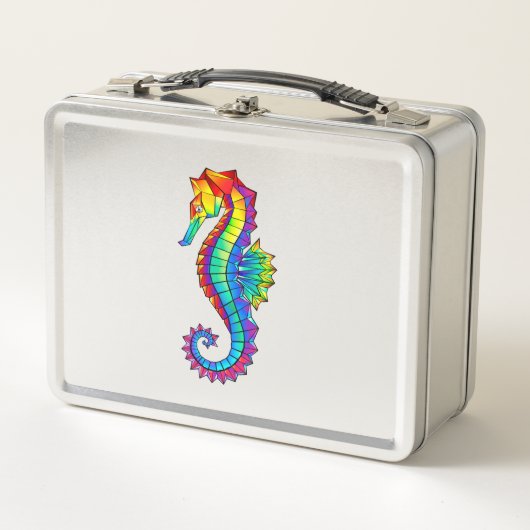 Rainbow Polygonal Seepferd Metall Brotdose (Vorderseite)