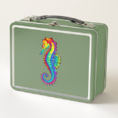 Rainbow Polygonal Seepferd Metall Brotdose (Vorderseite)