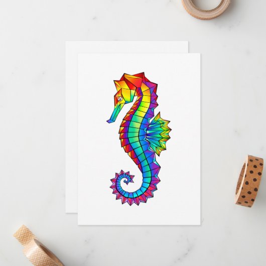 Rainbow Polygonal Seepferd Mitteilungskarte (Vorderseite/Rückseite Beispiel)