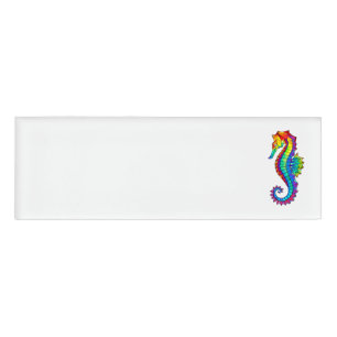 Rainbow Polygonal Seepferd Namenschild