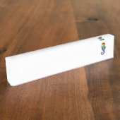 Rainbow Polygonal Seepferd Namensplakette (Seite)