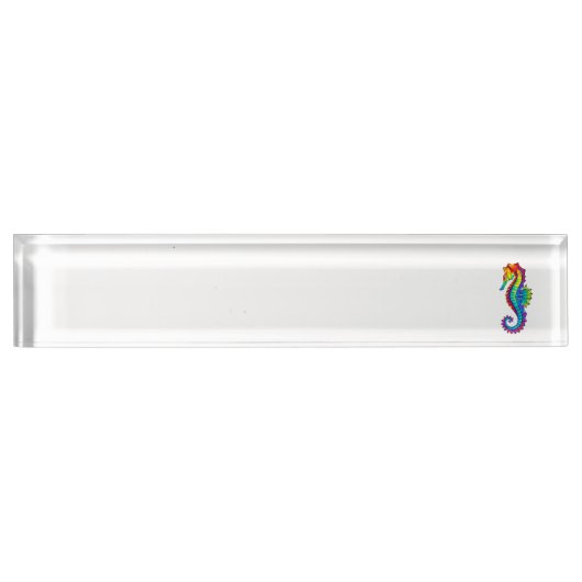 Rainbow Polygonal Seepferd Namensplakette (Vorderseite)