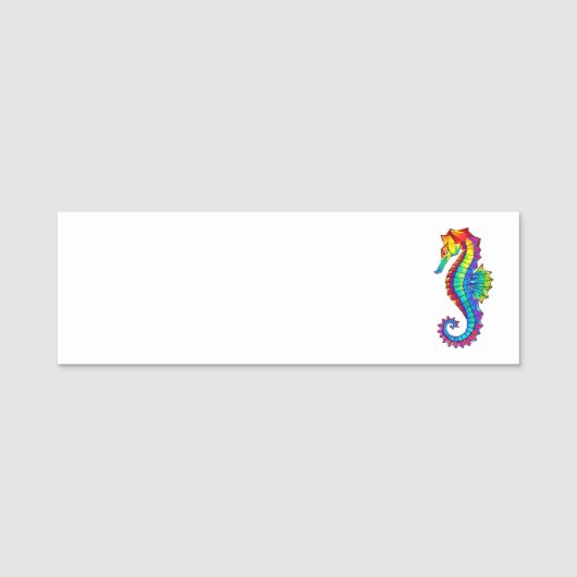 Rainbow Polygonal Seepferd Namensschild (Vorderseite)