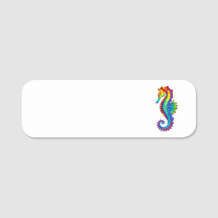 Rainbow Polygonal Seepferd Namensschild