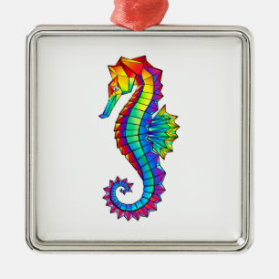 Rainbow Polygonal Seepferd Ornament Aus Metall