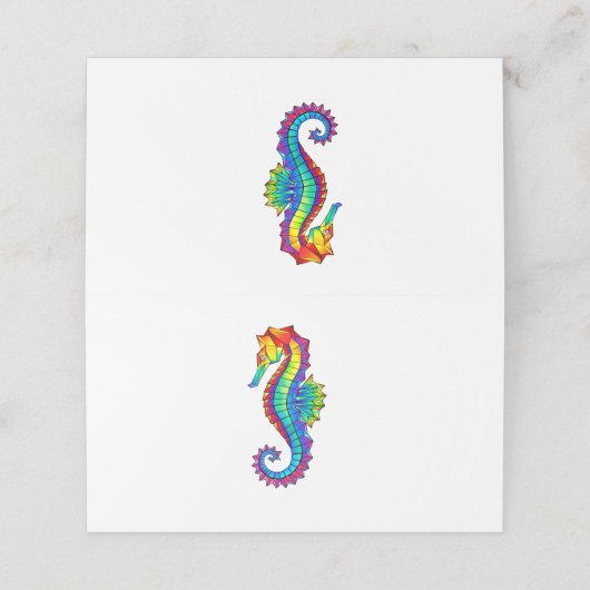 Rainbow Polygonal Seepferd Platzkarte (Außenseite Aufgefaltet)