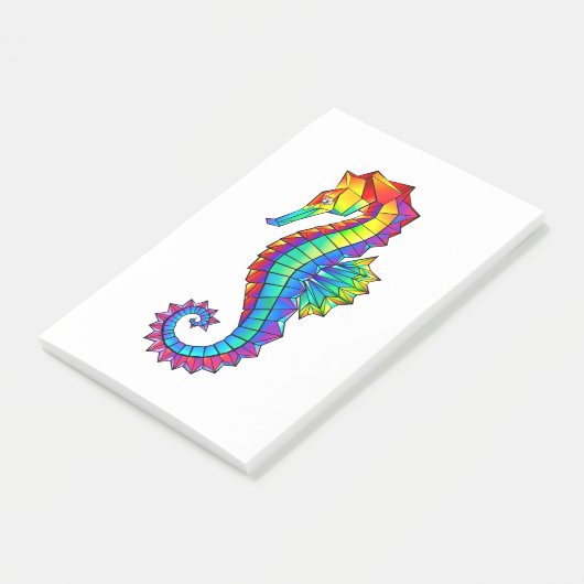 Rainbow Polygonal Seepferd Post-it Klebezettel (angewinkelt)