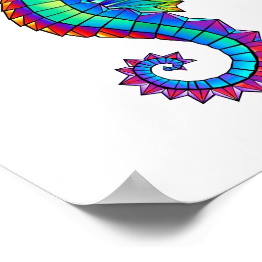 Rainbow Polygonal Seepferd Poster (Ecke)