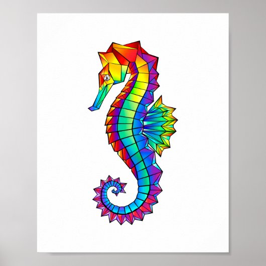 Rainbow Polygonal Seepferd Poster (Vorne)