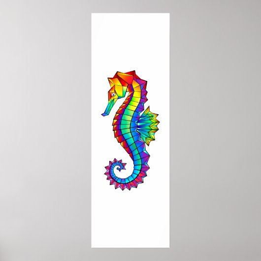 Rainbow Polygonal Seepferd Poster (Vorne)