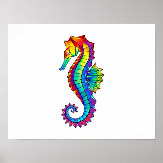 Rainbow Polygonal Seepferd Poster (Vorne)