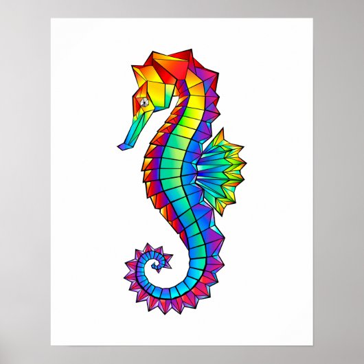 Rainbow Polygonal Seepferd Poster (Vorne)