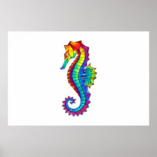 Rainbow Polygonal Seepferd Poster (Vorne)