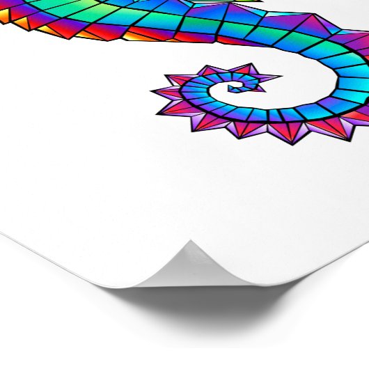 Rainbow Polygonal Seepferd Poster (Ecke)