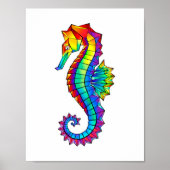 Rainbow Polygonal Seepferd Poster (Vorne)