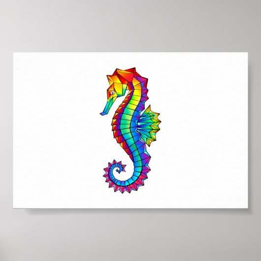 Rainbow Polygonal Seepferd Poster (Vorne)