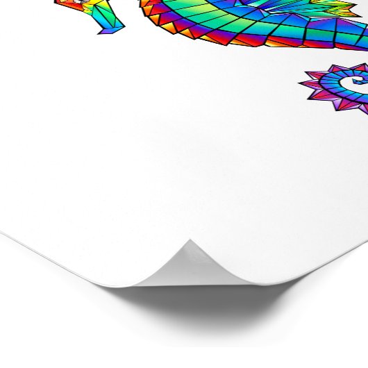 Rainbow Polygonal Seepferd Poster (Ecke)