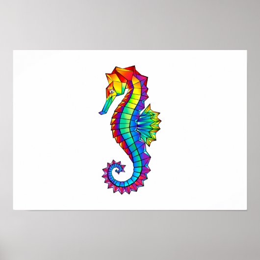Rainbow Polygonal Seepferd Poster (Vorne)