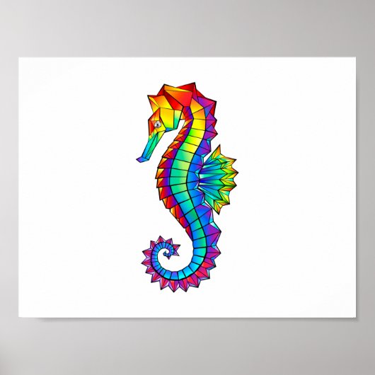 Rainbow Polygonal Seepferd Poster (Vorne)
