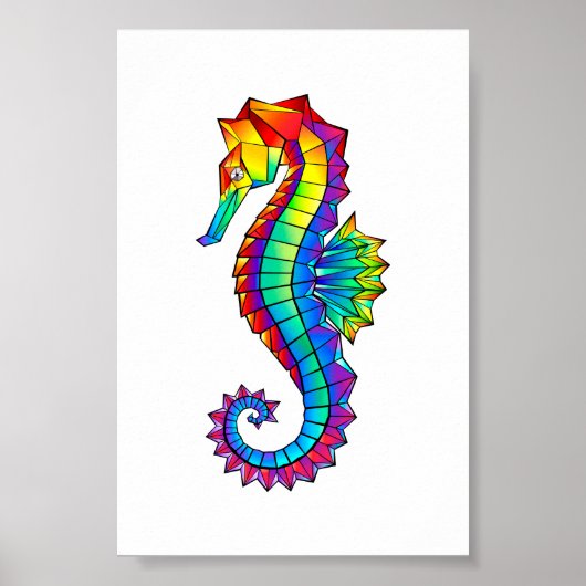 Rainbow Polygonal Seepferd Poster (Vorne)
