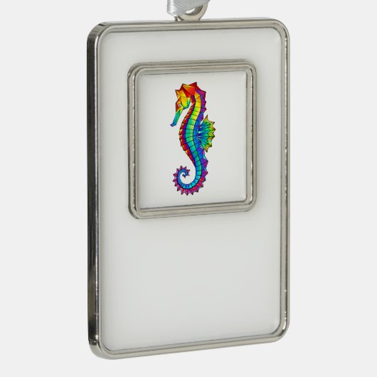 Rainbow Polygonal Seepferd Rahmen-Ornament Silber (Rechts)